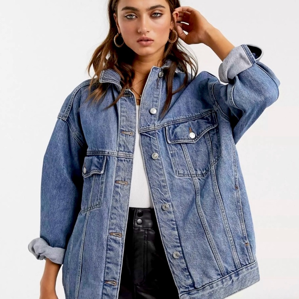 TOPSHOP Moto Oversized Denim Jacket
